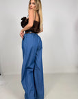 Pantalone Chambray 100% Cotone con Cintura