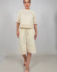 Blusa Cotone Pizzo Macramè