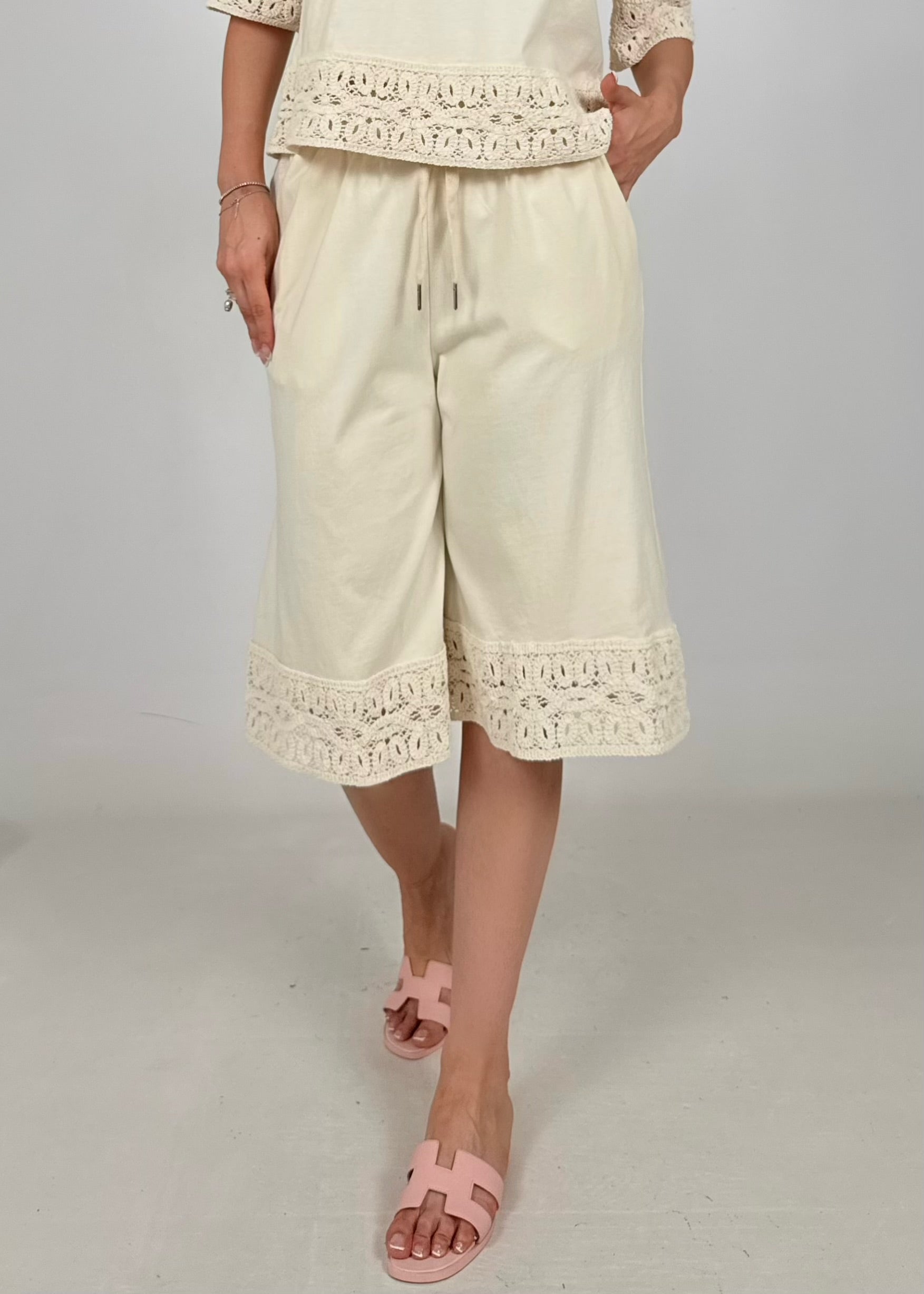 Bermuda Cotone Pizzo Macramè