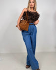 Pantalone Chambray 100% Cotone con Cintura