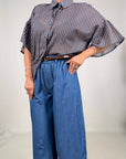 Pantalone Chambray 100% Cotone con Cintura