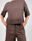 Blusa Cotone Pizzo Macramè