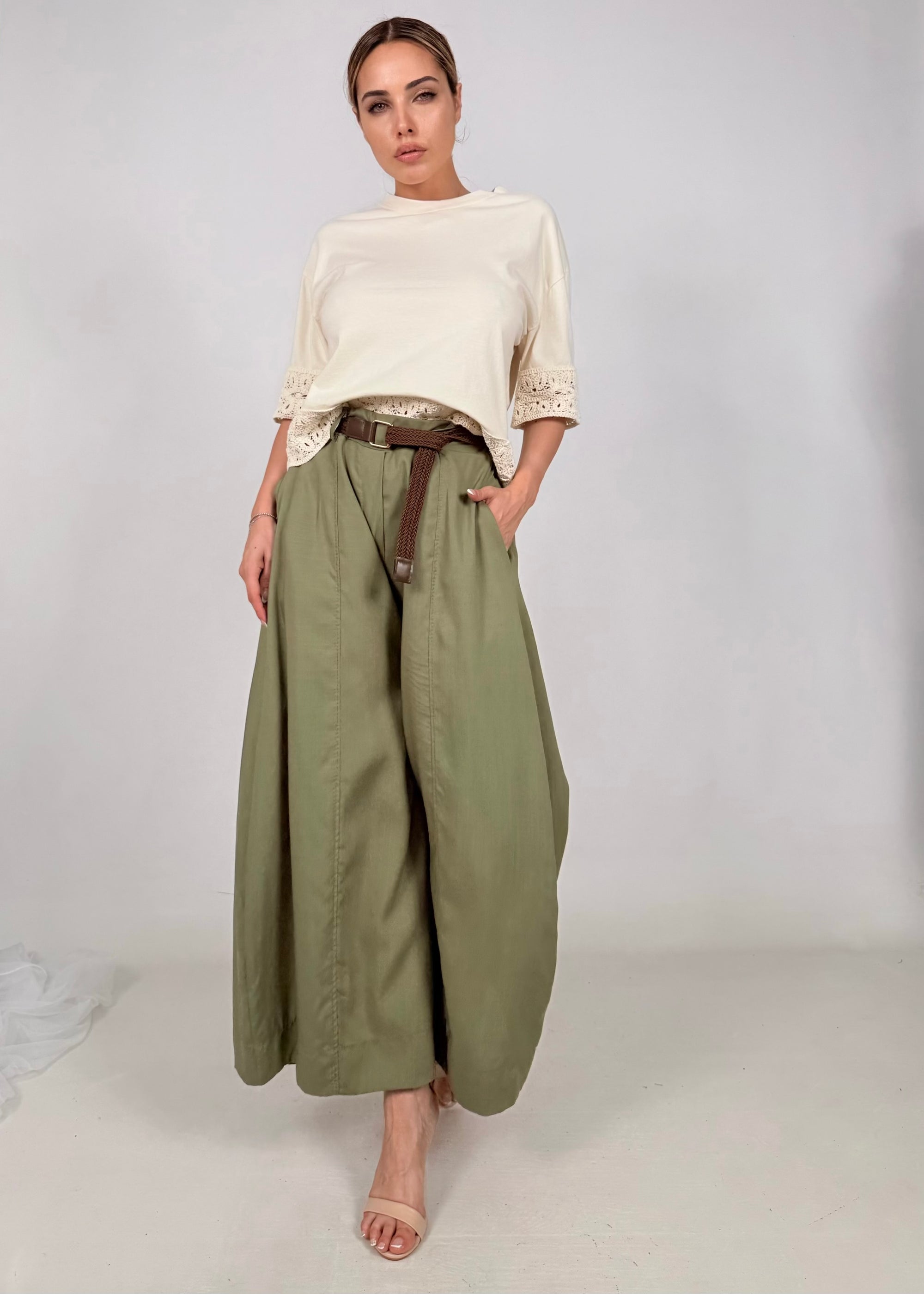 Blusa Cotone Pizzo Macramè