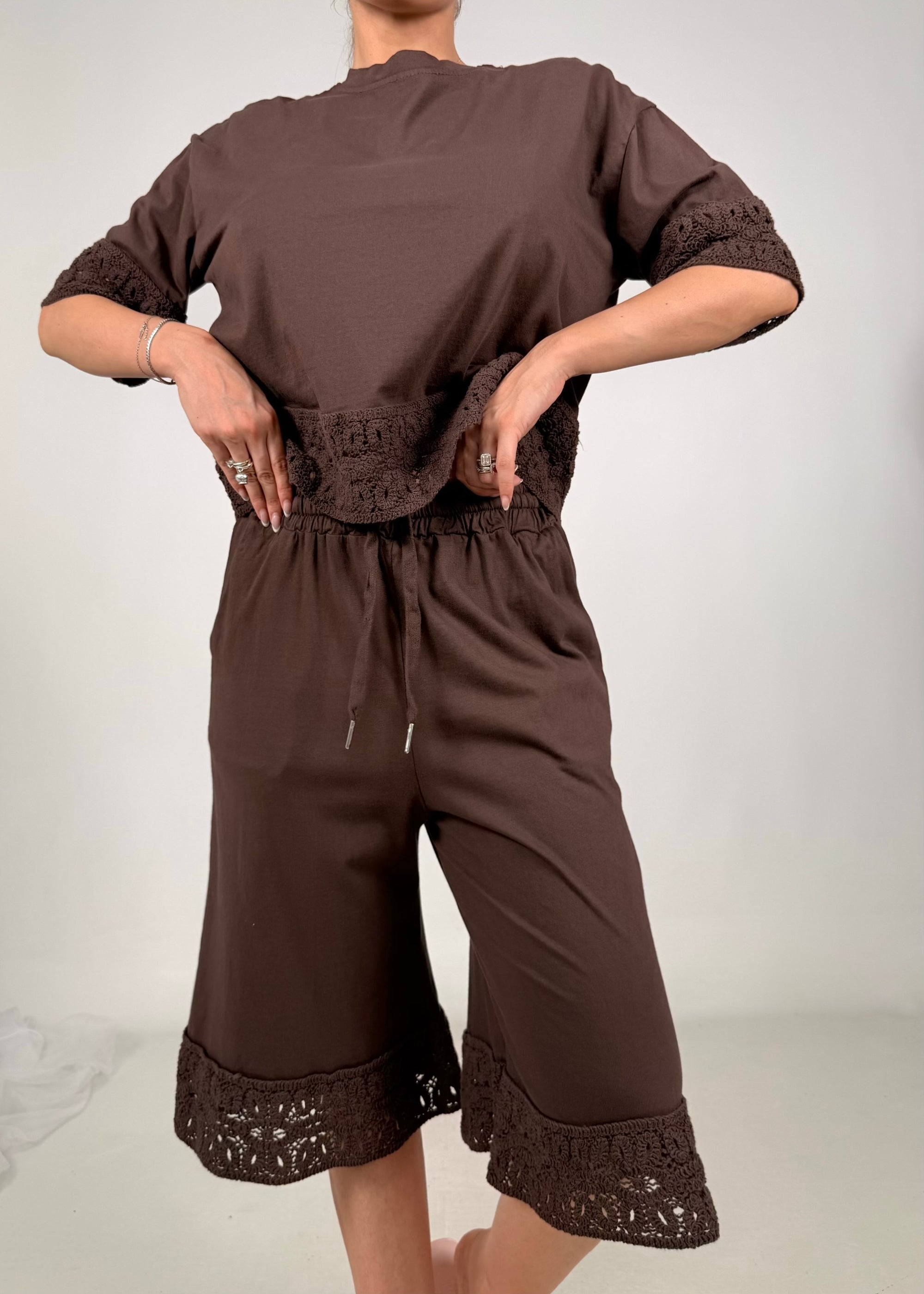 Blusa Cotone Pizzo Macramè