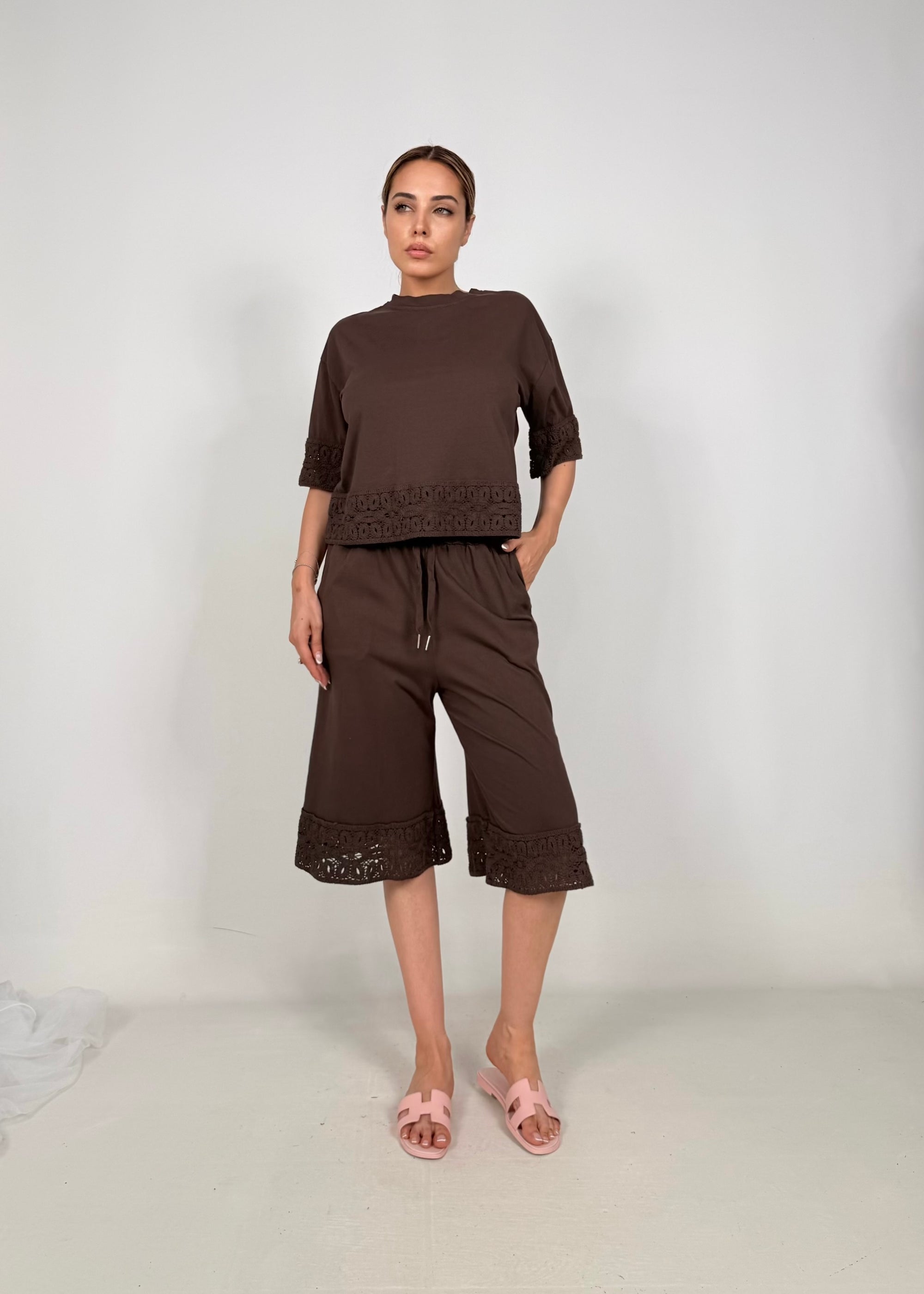 Bermuda Cotone Pizzo Macramè