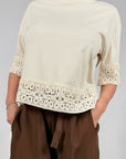 Blusa Cotone Pizzo Macramè